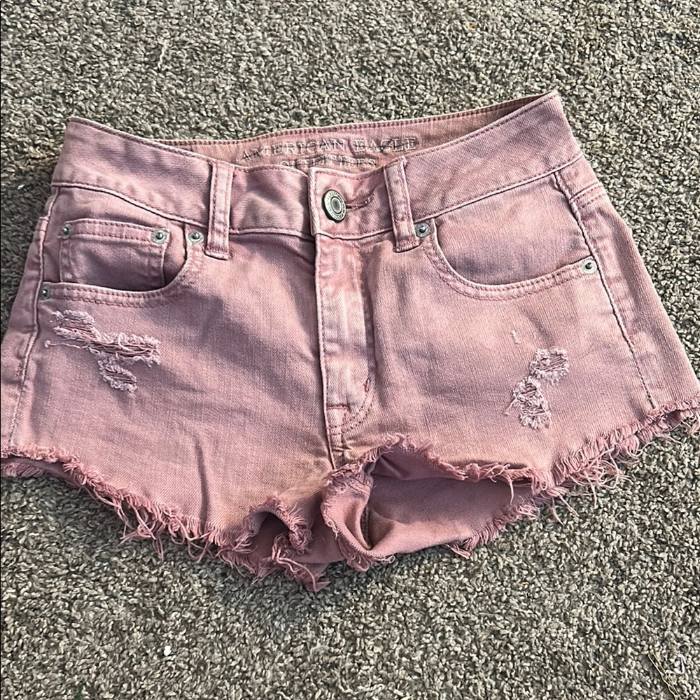 American Eagle Outfitters Pink Distressed Jean Shorts